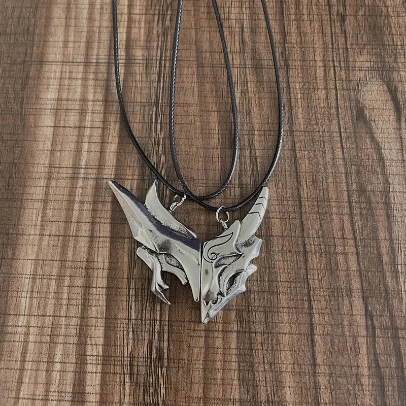 Mask Monster Couple Necklace Splicing Pendant Jewelry