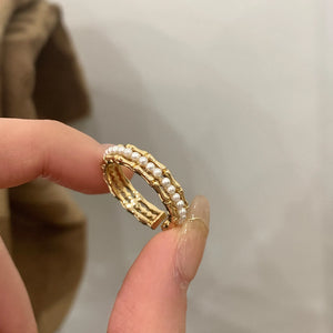Retro Pearl Bamboo Creative Ring for Girls