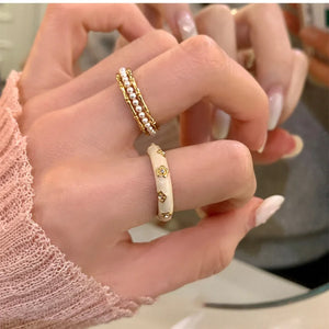 Retro Pearl Bamboo Creative Ring for Girls
