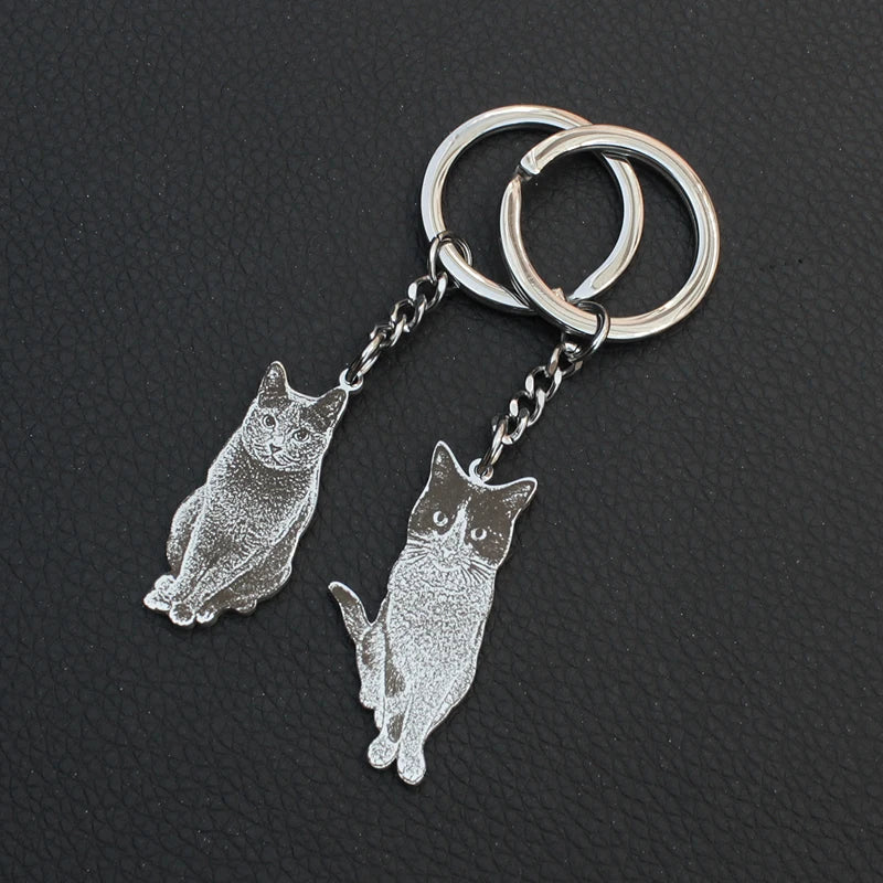 Personalized Pet Photo Keychain - Custom Picture Cat/Dog Birthday Souvenir