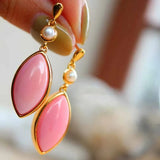 Pink Drop-Shaped Pearl Earrings for Women