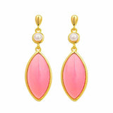 Pink Drop-Shaped Pearl Earrings for Women