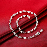 18K 5MM Box Chain 925 Sterling Silver Necklace for Men Women Party Wedding