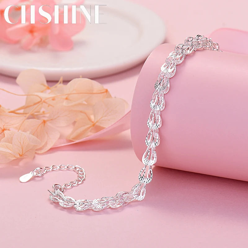 925 Sterling Silver Carved Pattern Bracelet for Women