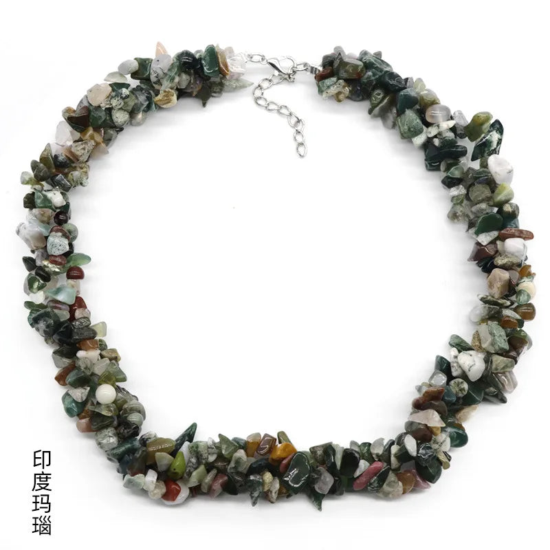 Natural Irregular Stone Necklace, 3 Rows