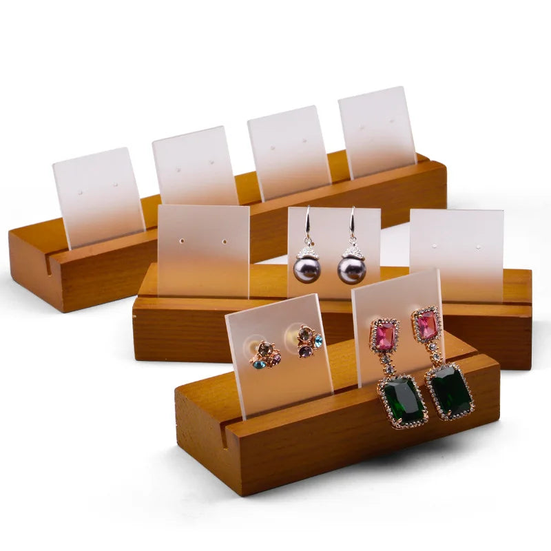 Solid Wood Earring Display Rack with Card Slot