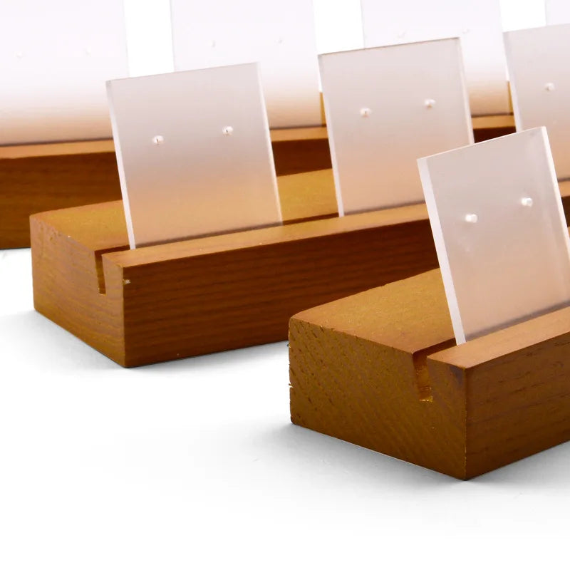 Solid Wood Earring Display Rack with Card Slot