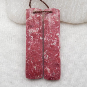 Natural Thulite Woman Earrings Bead 43x10x4mm