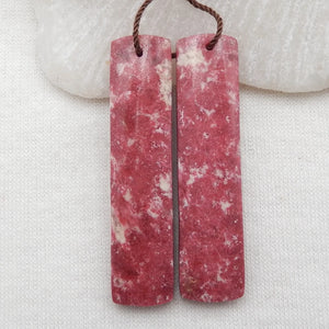Natural Thulite Woman Earrings Bead 43x10x4mm