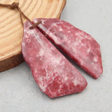 Natural Thulite Gemstone Woman Earrings Beads 41x18x4mm
