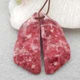Natural Thulite Gemstone Woman Earrings Beads 41x18x4mm