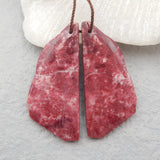 Natural Thulite Gemstone Woman Earrings Beads 41x18x4mm