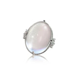 Big Pigeon Egg Chalcedony Ring, Adjustable Silver Jewelry