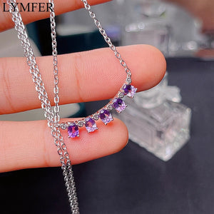 Natural Amethyst Necklace, 925 Sterling Silver Flower