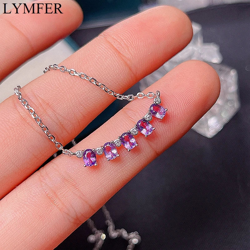 Natural Amethyst Necklace, 925 Sterling Silver Flower