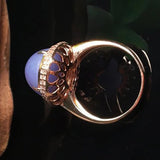 Silver Inlaid Diamond Chalcedony Violet Ladies Ring