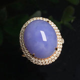 Silver Inlaid Diamond Chalcedony Violet Ladies Ring