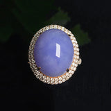 Silver Inlaid Diamond Chalcedony Violet Ladies Ring