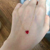 Ruby Heart Clavicle Chain Necklace