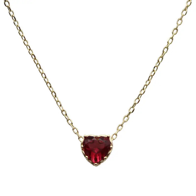 Ruby Love Heart Clavicle Chain Pendant