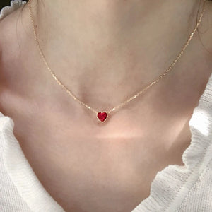 Ruby Love Heart Clavicle Chain Pendant