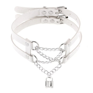 Harajuku Punk Double-Row Chain Lock Neck Necklace