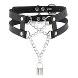Harajuku Punk Double-Row Chain Lock Neck Necklace