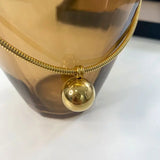 Vintage Silver Choker Necklace Metal Ball Pendant Collar for Women