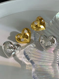 Heart Metal Diamond Earrings 18K Cold Wind Female