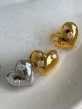 Heart Metal Diamond Earrings 18K Cold Wind Female