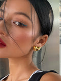 Heart Metal Diamond Earrings 18K Cold Wind Female