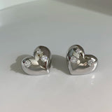Heart Metal Diamond Earrings 18K Cold Wind Female
