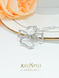 Beimu Pearl Bow Pendant Necklace with Carbon Diamond - Elegant and Versatile
