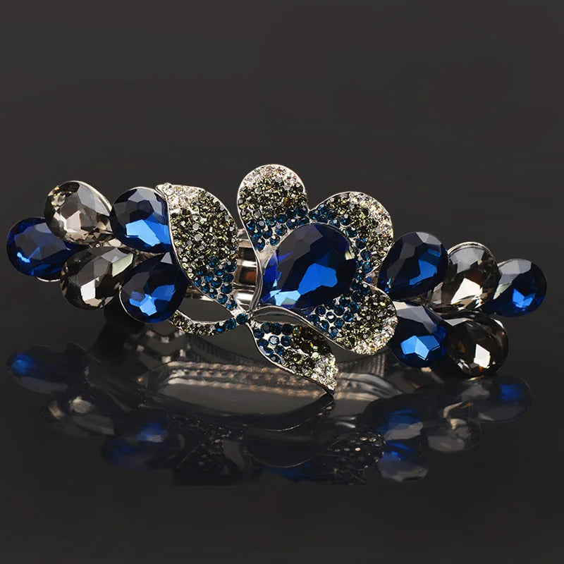 Purple Crystal Flower Hair Clip Rhinestone Spring Mother Hair Accessory
