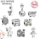 925 Silver Robot Tortoise Butterfly Charm for Bracelet DIY Jewelry