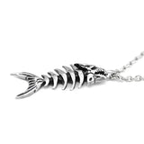 Gothic Fish Row Pendant Necklace Biker Punk Chain Jewelry