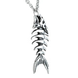 Gothic Fish Row Pendant Necklace Biker Punk Chain Jewelry