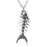 Gothic Fish Row Pendant Necklace Biker Punk Chain Jewelry