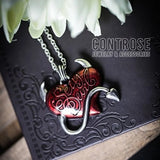 Retro Gothic Red Heart Demon Pendant Necklace Biker Punk Jewelry