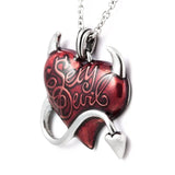 Retro Gothic Red Heart Demon Pendant Necklace Biker Punk Jewelry