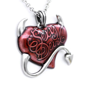 Retro Gothic Red Heart Demon Pendant Necklace Biker Punk Jewelry