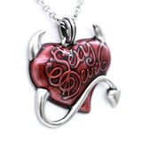 Retro Gothic Red Heart Demon Pendant Necklace Biker Punk Jewelry