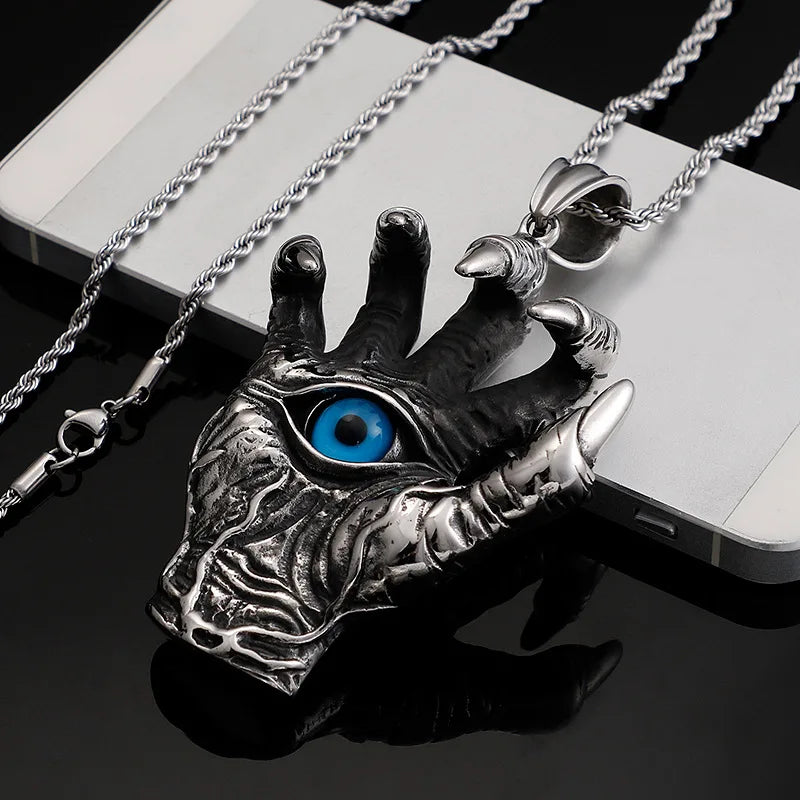 Titanium steel demon hand Dragon claw eye small pendant