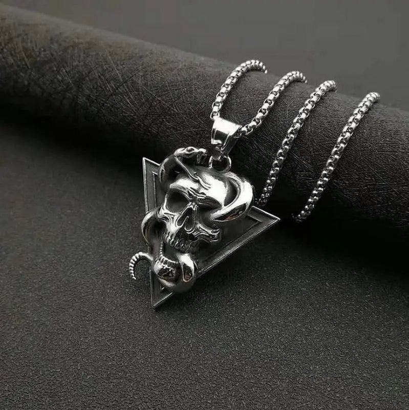 Retro Skull & Snake Punk Pendant, Men's Titanium Steel Skull Pendant