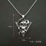 Retro Skull & Snake Punk Pendant, Men's Titanium Steel Skull Pendant