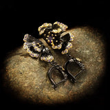 Retro Sunflower Zircon Earrings Two-tone Jewelry
