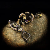 Retro Sunflower Zircon Earrings Two-tone Jewelry
