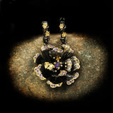 Retro Sunflower Zircon Earrings Two-tone Jewelry