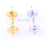 Rhodium Plated Fitness Weightlifting Gym Dumbbell Weight Pendant