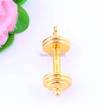 Rhodium Plated Fitness Weightlifting Gym Dumbbell Weight Pendant